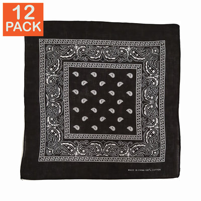 Black cotton paisley bandanas