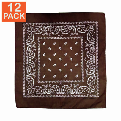 Brown Paisley Bandanas (pack of 12)