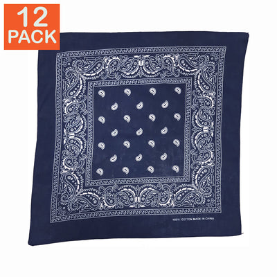 Navy Blue Paisley Bandana (pack of 12)