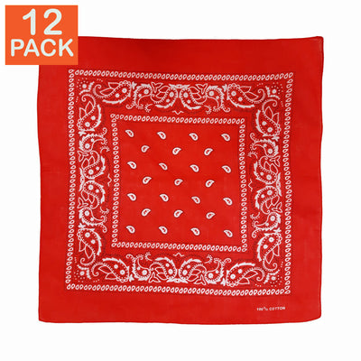 Red Paisley Bandanas (pack of 12)