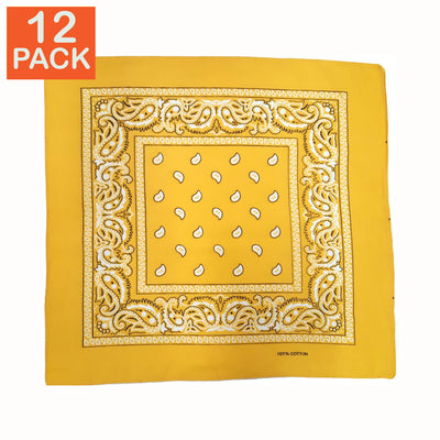 Yellow Paisley Bandana (pack of 12)