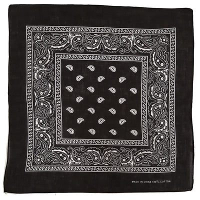 Black cotton paisley bandana