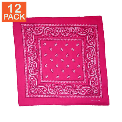 Fuchsia Paisley Bandanas (pack of 12)