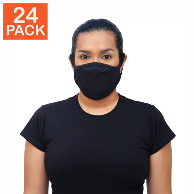 Lot de 24 masques Gildan en coton pour adultes, noirs.
