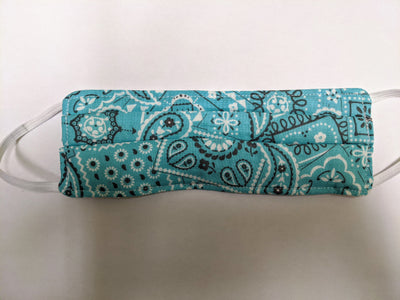 Masque enfant en coton à motifs cachemire, fabriqué au Canada, turquoise