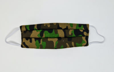 Masque en coton à motifs cachemire fabriqué au Canada - Enfants, camouflage vert