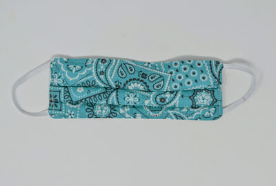 Masque enfant en coton à motifs cachemire, fabriqué au Canada, turquoise