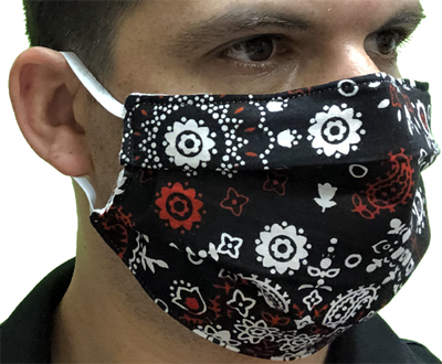 Masque à motifs cachemire noirs - Adulte