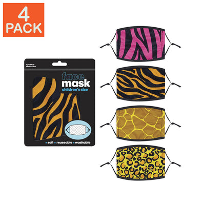 Masque facial imprimé safari, enfant (lot de 4)